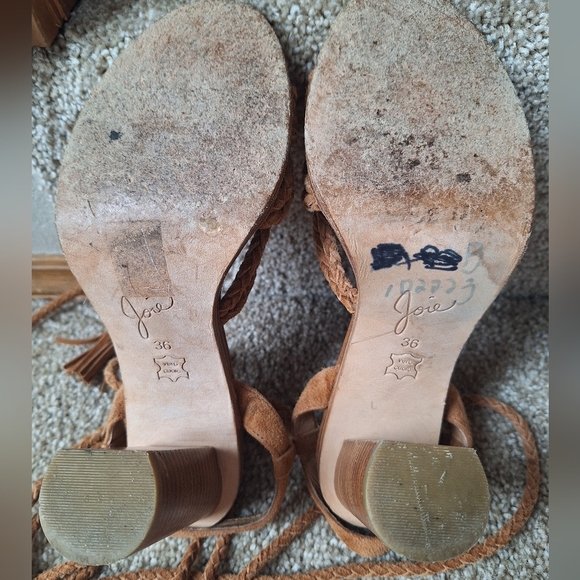 Joies Banji Braided Suede Leather Ankle Wrap Boho Sandals Womens Size 36 - Picture 11 of 12
